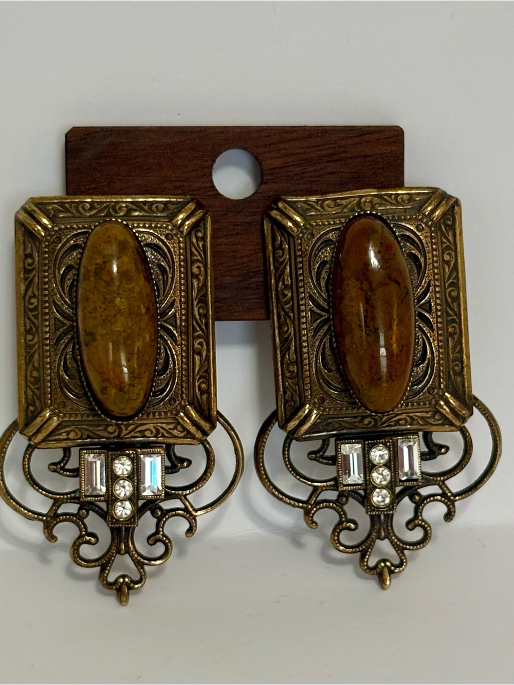RARE SIGNED Ermani Bulatti Vintage Art Deco Statement Clip-On Earrings